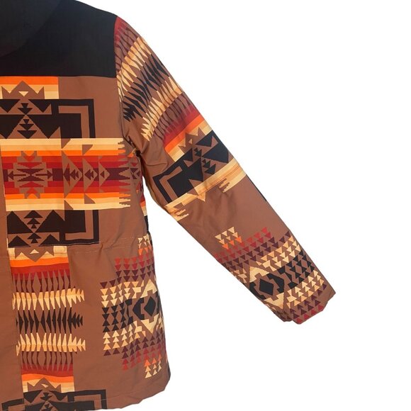 Pendleton women‎ XS Sheridan Aztec puffer jacket western wear orange brown black - Picture 3 of 12